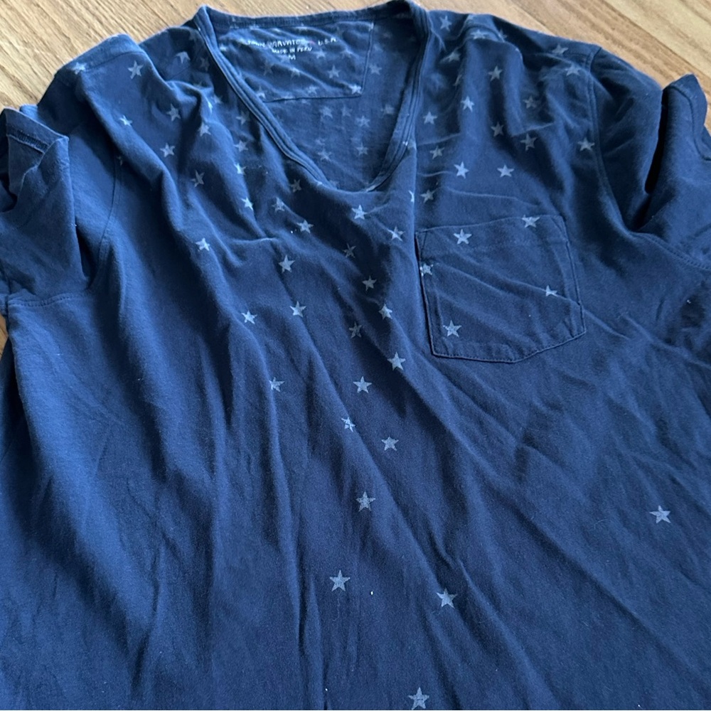 John Varvatos Navy Blue / Stars Medium V Neck Shirt